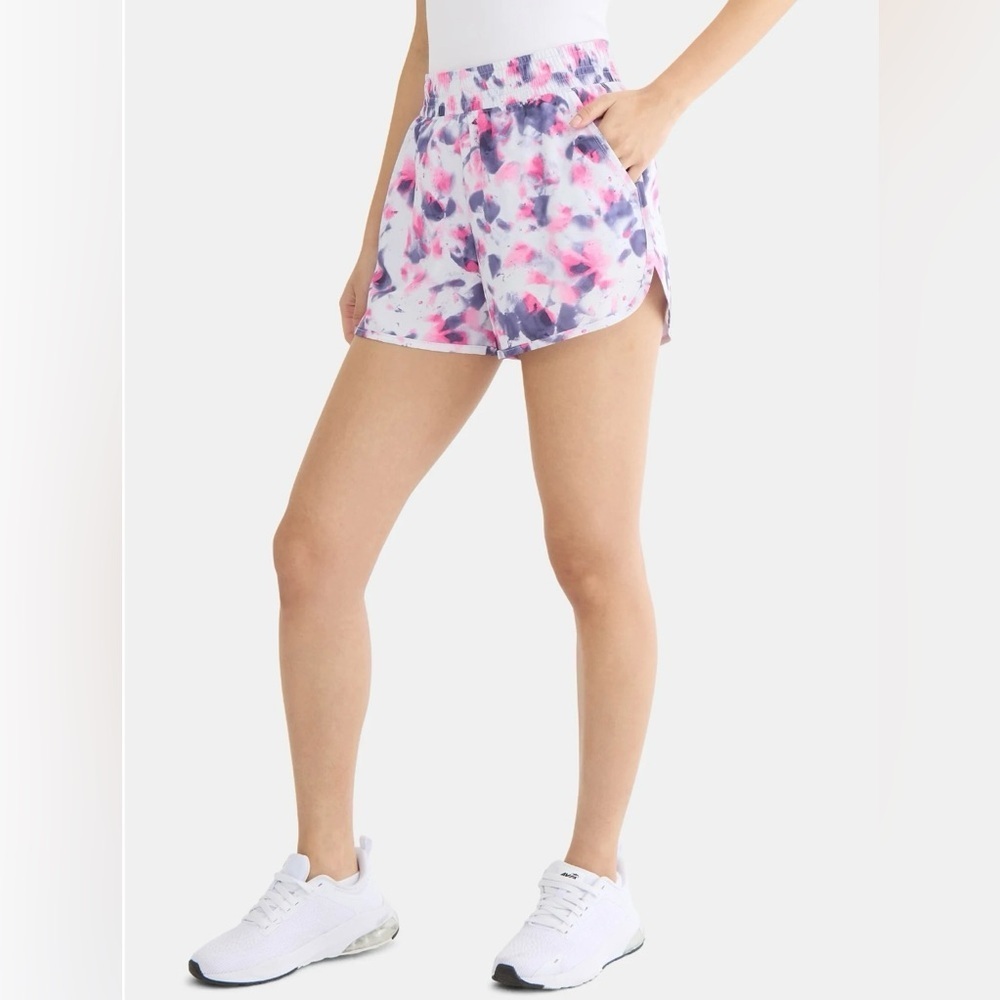 Athletic Works Women's Tie-Dye Athletic Shorts - Pink and Purple